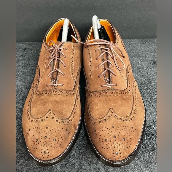 Rare Vintage 1990’S| Alden 9.5 AC Brown Long Wingtip Blucher Derby Dress Shoes - Picture 6 of 12